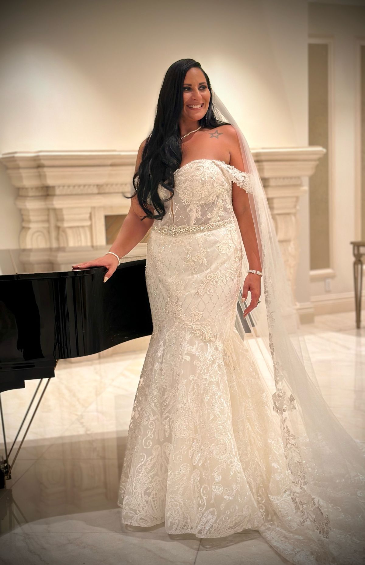 Style SWG835 Galina Signature Gown Plus Size 20 Wedding Off The Shoulder Lace White Mermaid Dress on Queenly