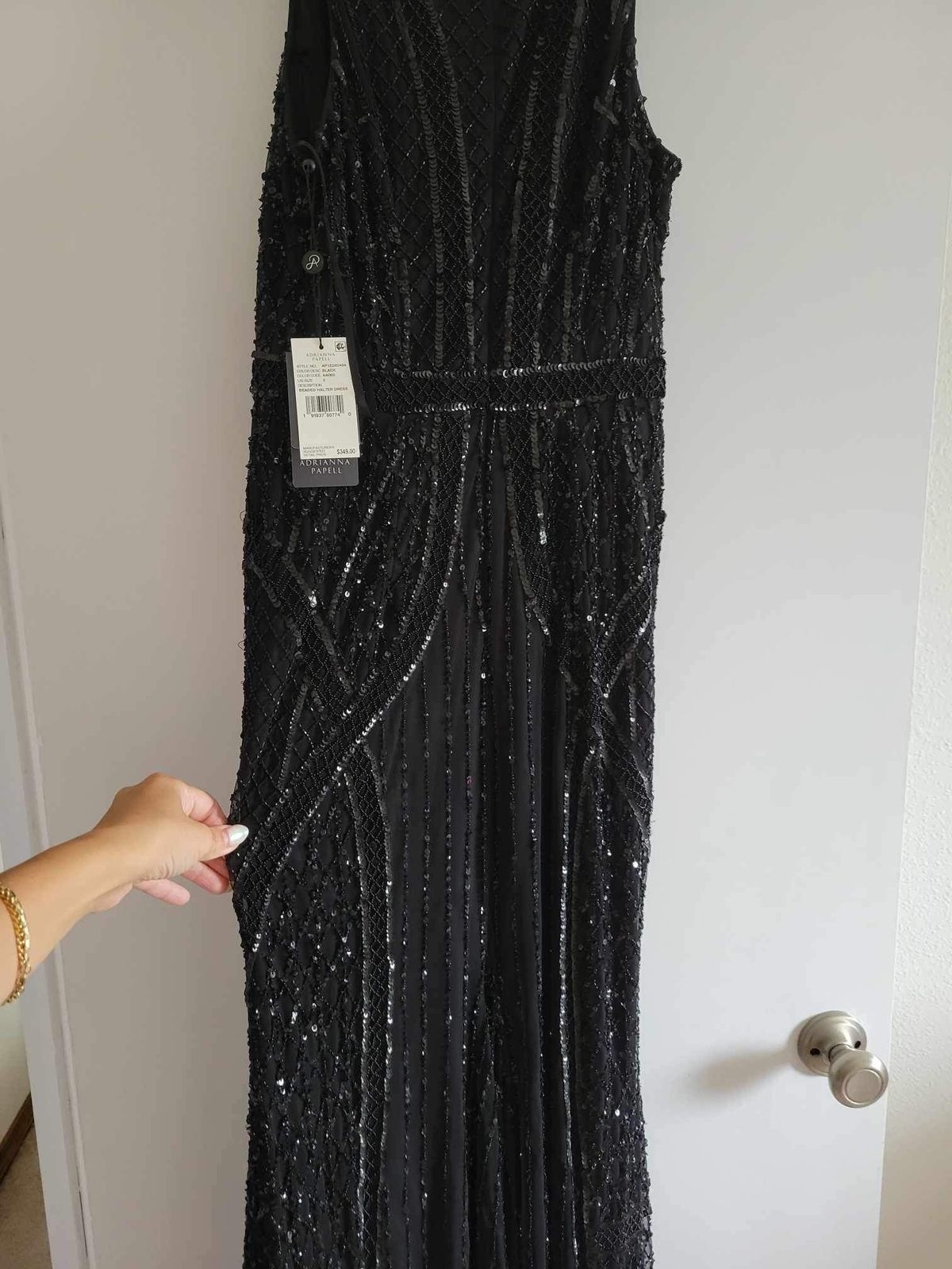 Adrianna Papell Size 2 Prom High Neck Black Floor Length Maxi on Queenly