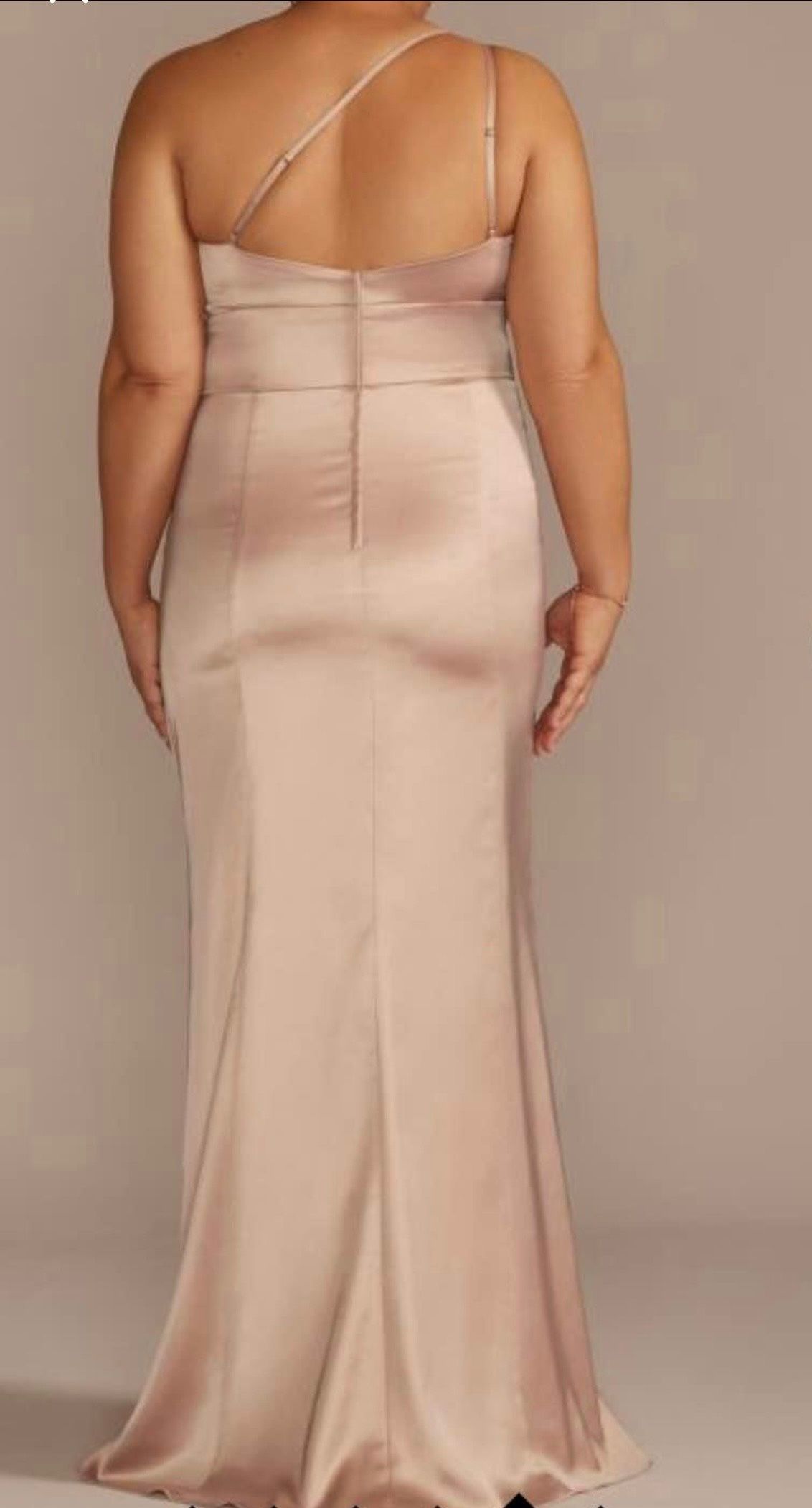 Size 14 Bridesmaid One Shoulder Nude Mermaid Dress on Queenly