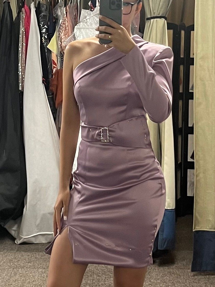 Size S Prom Long Sleeve Purple Cocktail Dress on Queenly