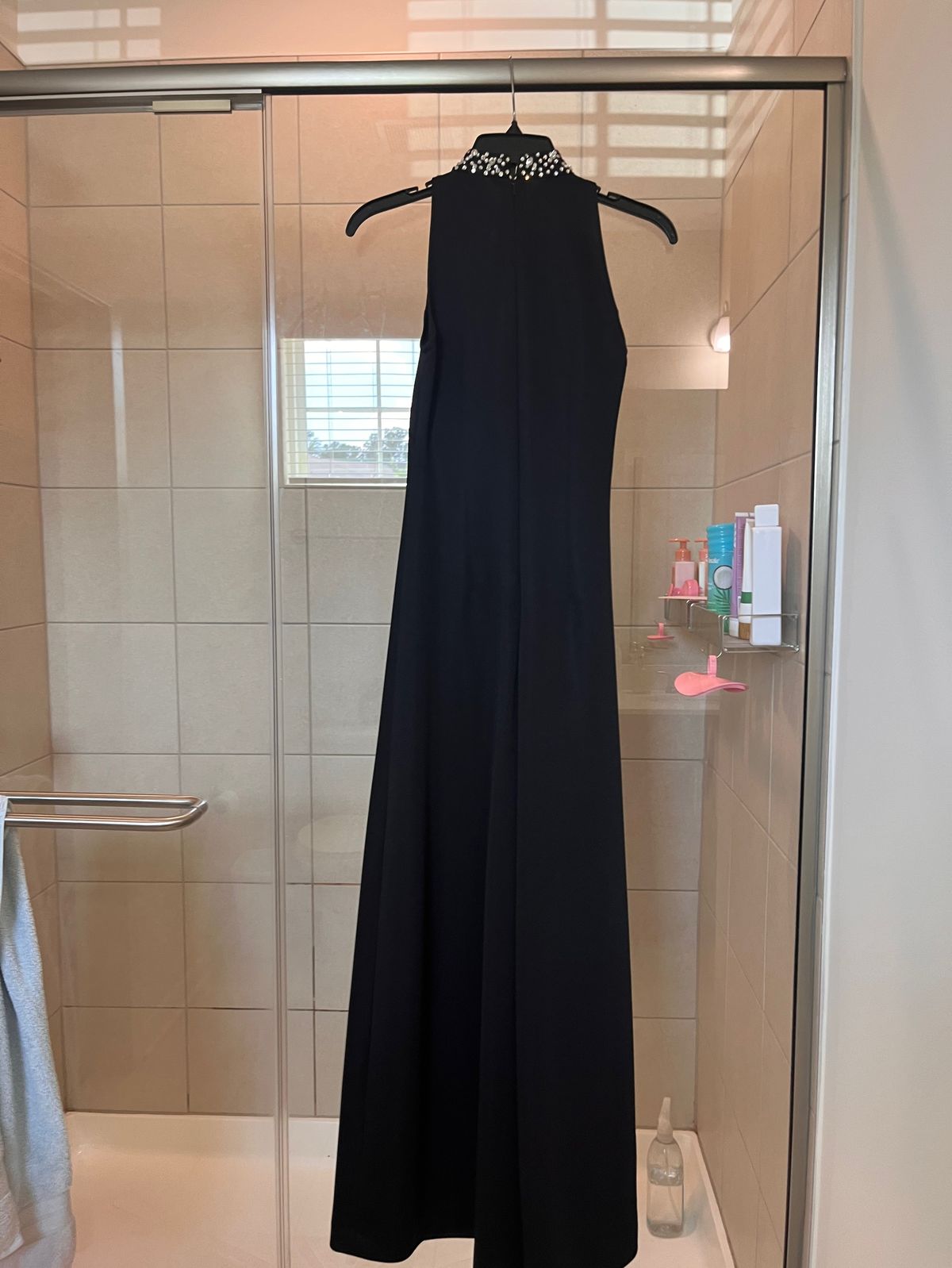 Size 0 Prom Halter Black Formal Jumpsuit on Queenly