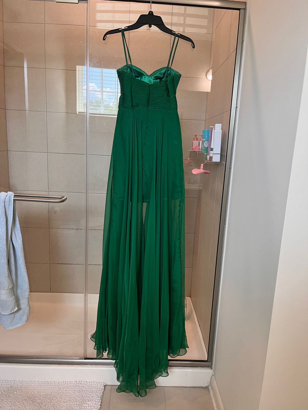Size 0 Prom Strapless Green Side Slit Dress on Queenly