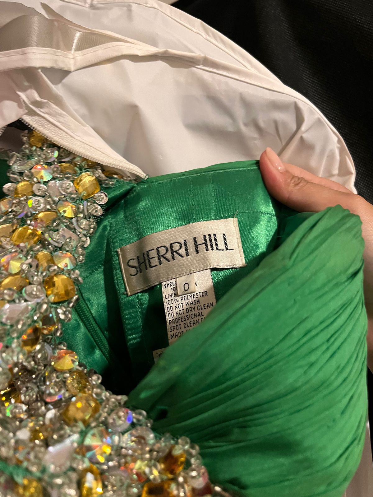 Sherri Hill Size 0 Prom High Neck Green A-line Dress on Queenly