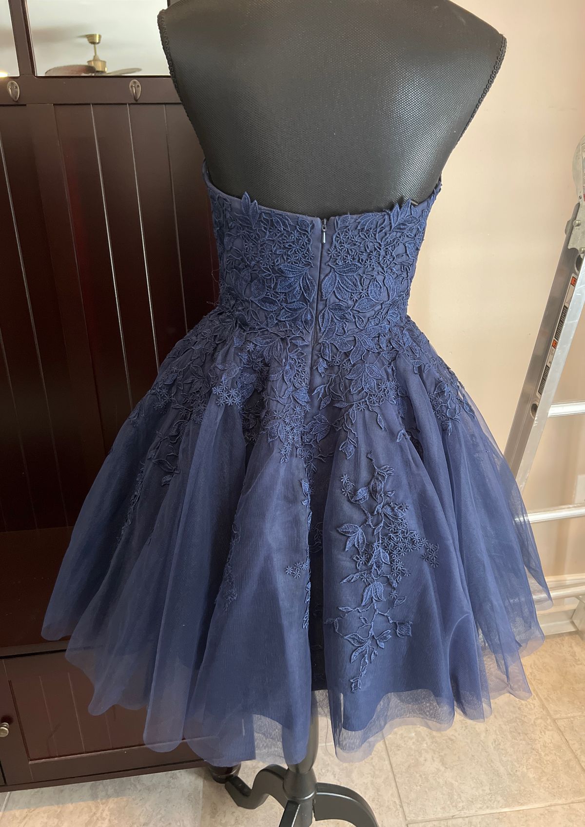 JVN by Jovani Size 4 Homecoming Strapless Blue Cocktail Dress on Queenly