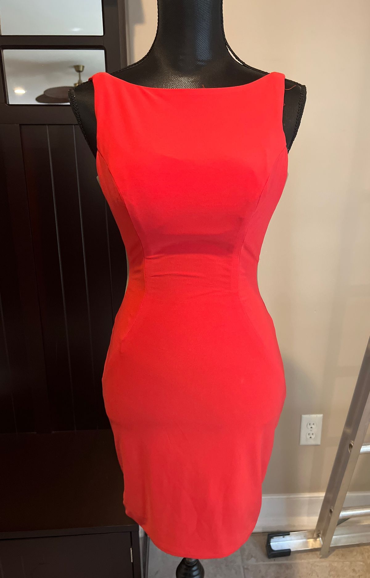 Jovani Size 2 Homecoming High Neck Orange Cocktail Dress on Queenly