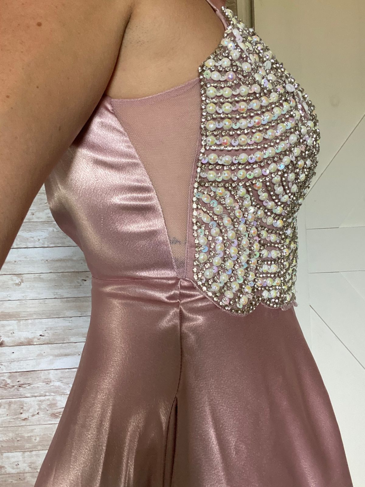 David's Bridal Size 6 Prom Plunge Pink Side Slit Dress on Queenly