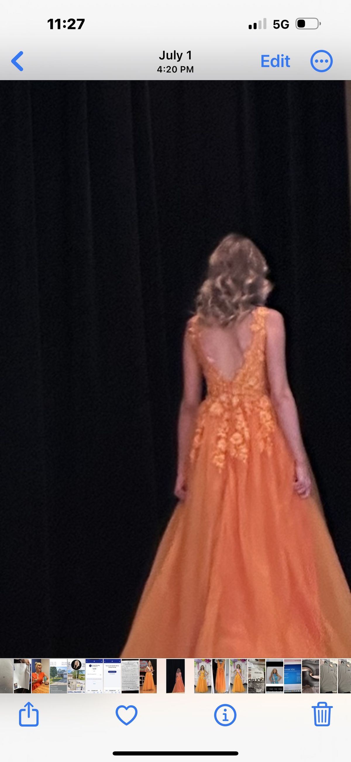 Hebeos Size 0 Prom Plunge Orange Ball Gown on Queenly