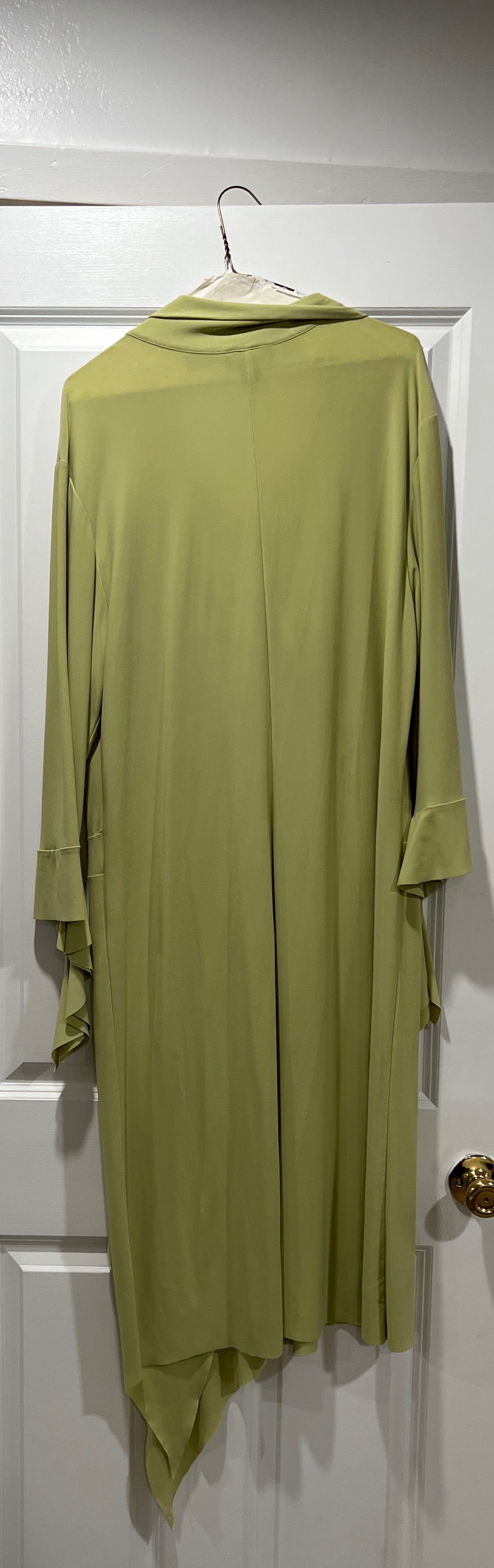 Style 00000 Ashley Stewart Size 2X Long Sleeve Green A-line Dress on Queenly
