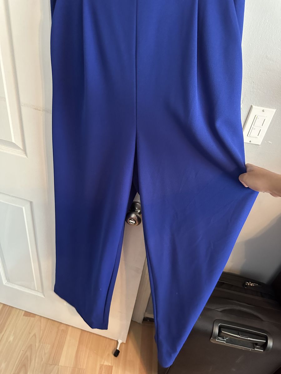 Calvin Klein Size 8 Prom Halter Blue Formal Jumpsuit on Queenly
