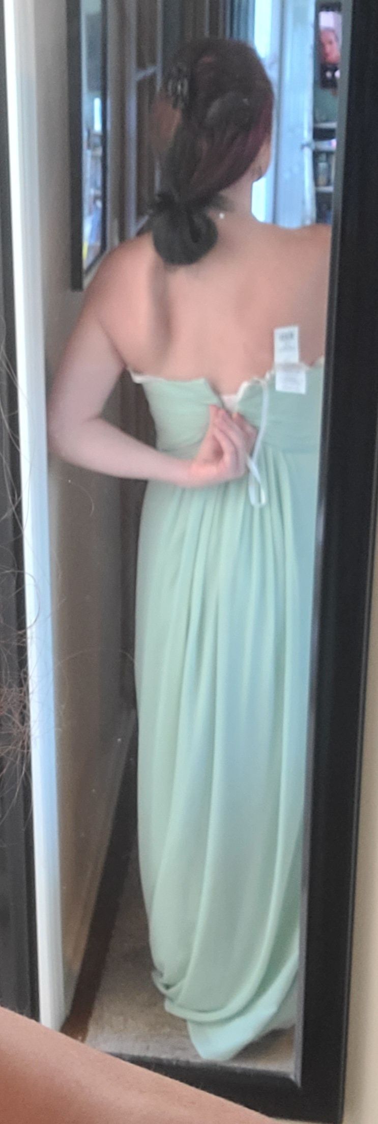 David's Bridal Size 10 Wedding Guest Green Floor Length Maxi on Queenly
