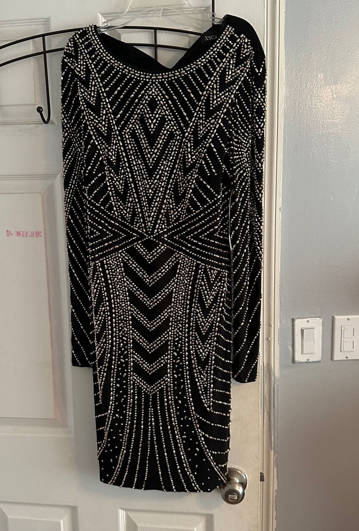Xscape Size 12 Prom Long Sleeve Black Cocktail Dress on Queenly