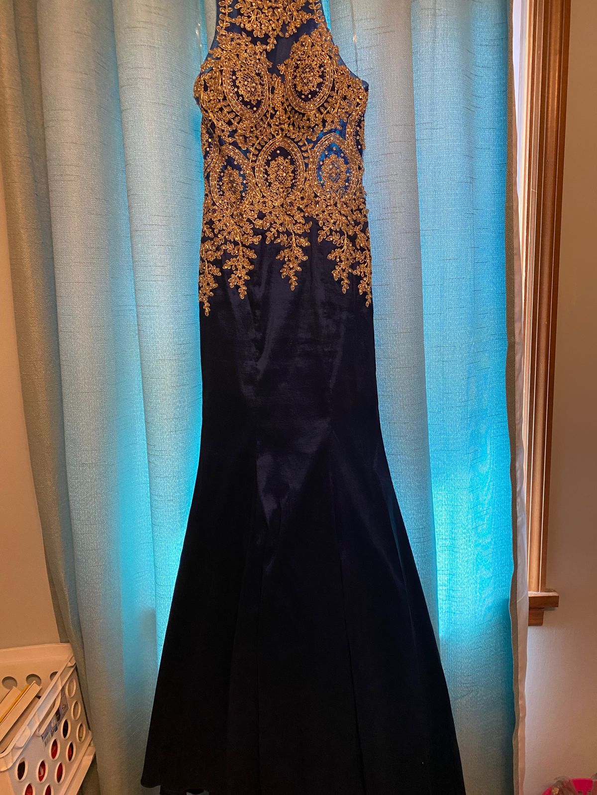 MoriLee Size 2 Prom Halter Blue Mermaid Dress on Queenly