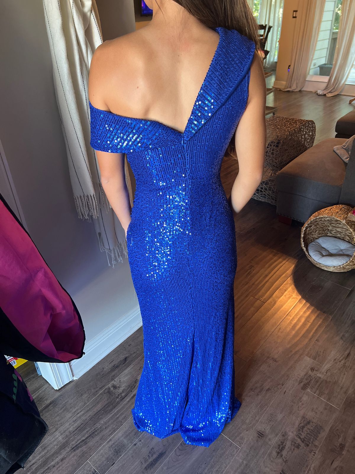 Faeriesty Size XS Prom One Shoulder Blue Side Slit Dress on Queenly