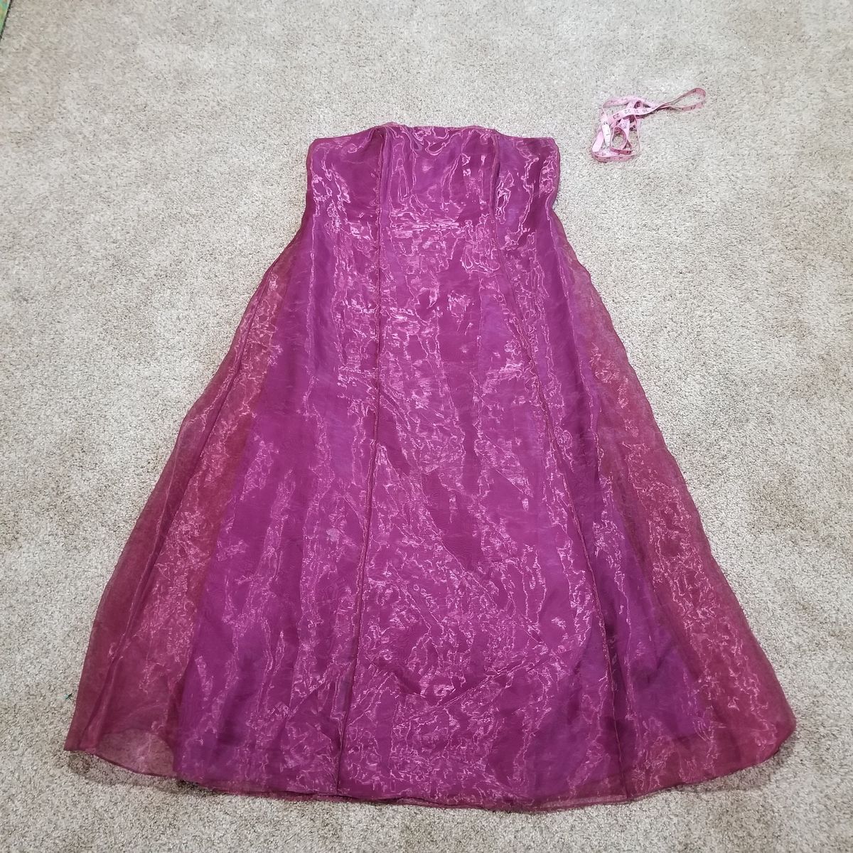 Vintage Plus Size 16 Prom Strapless Burgundy Purple A-line Dress on Queenly