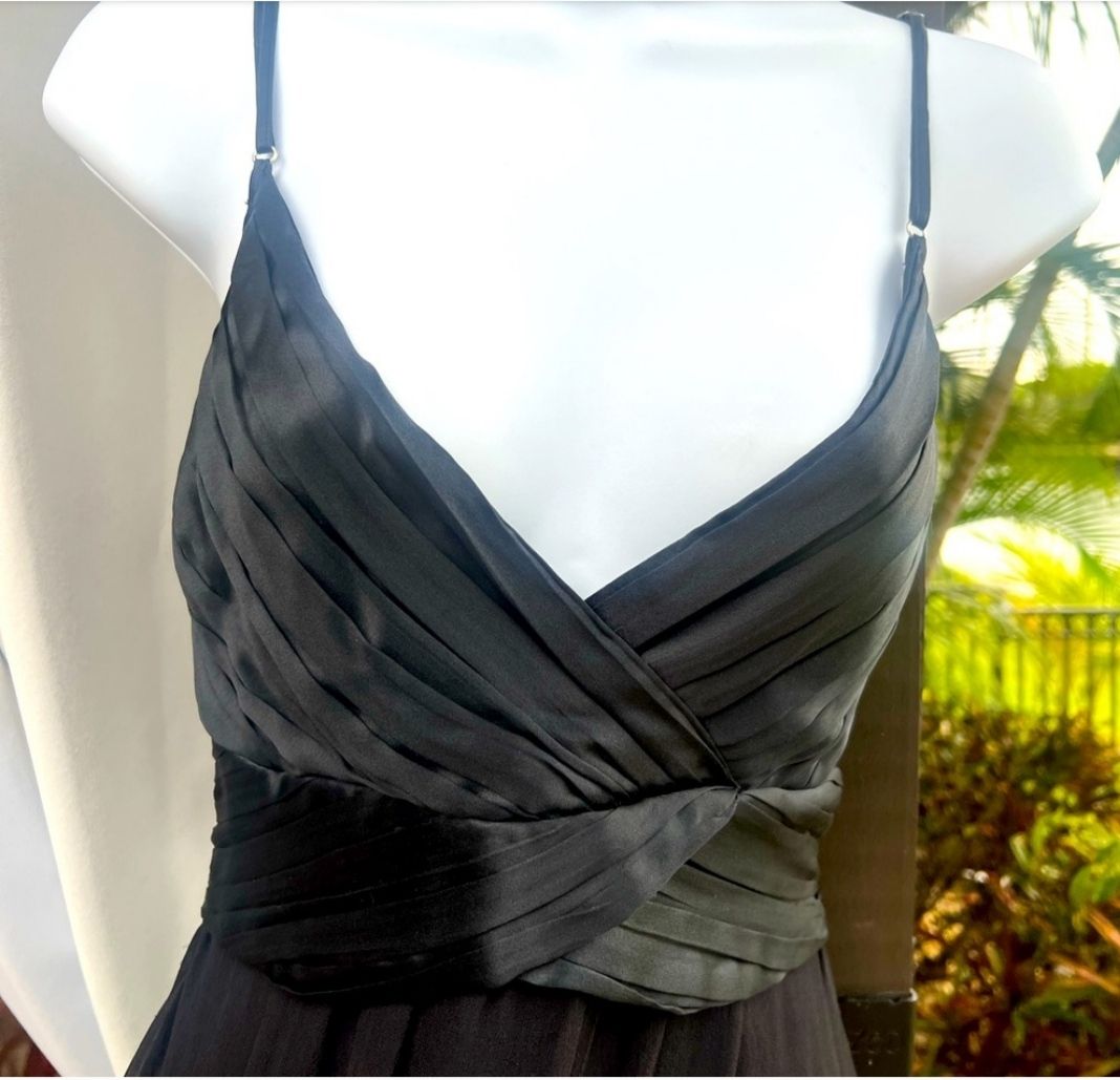 Calvin Klein Size 4 Wedding Guest Satin Black A-line Dress on Queenly