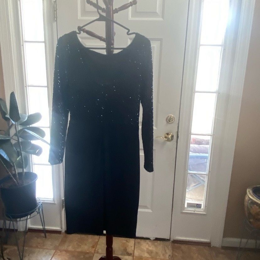 Ralph Lauren Size 10 Long Sleeve Sheer Black Cocktail Dress on Queenly