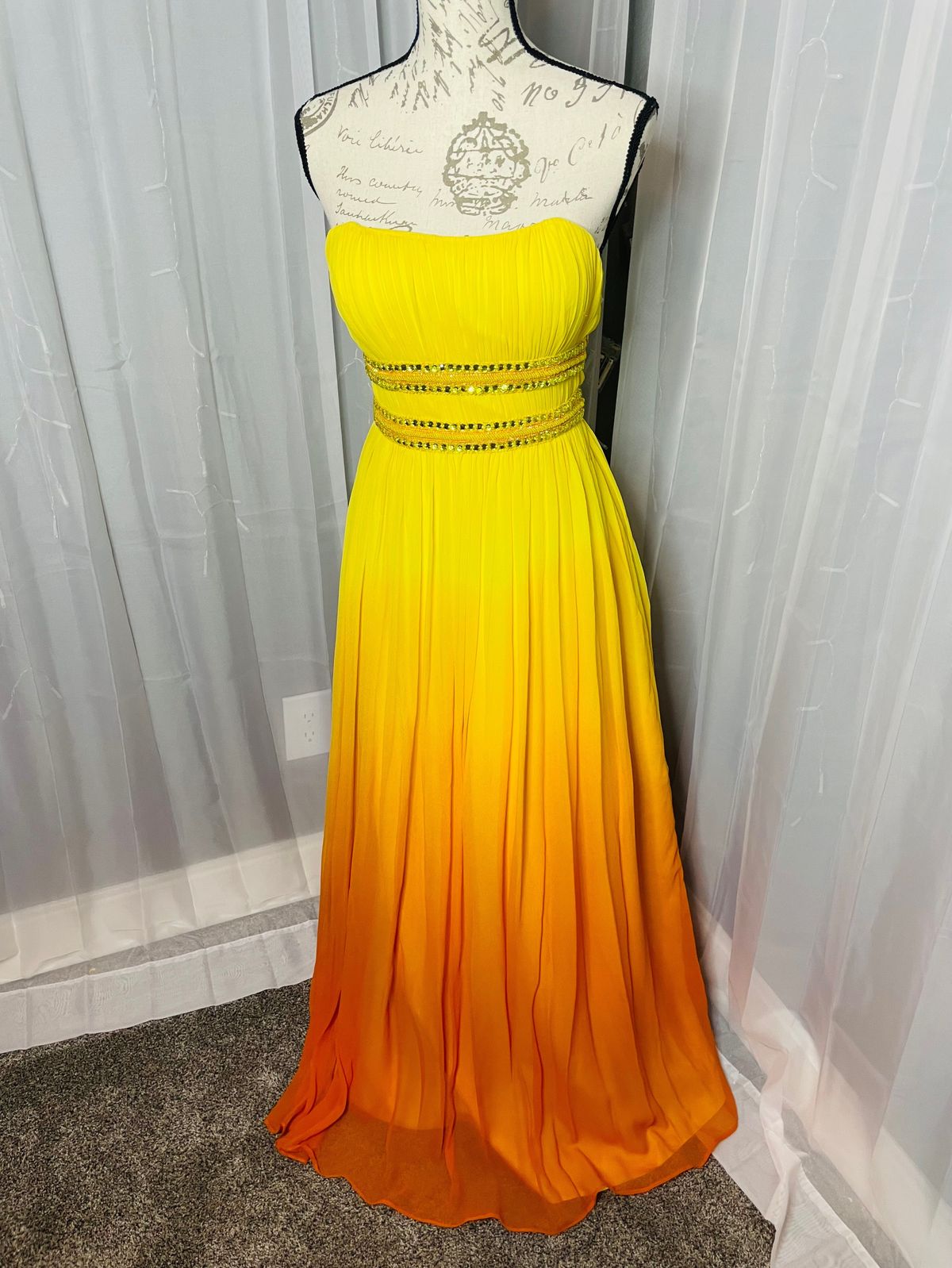 Scala Size 4 Prom Strapless Yellow Floor Length Maxi on Queenly