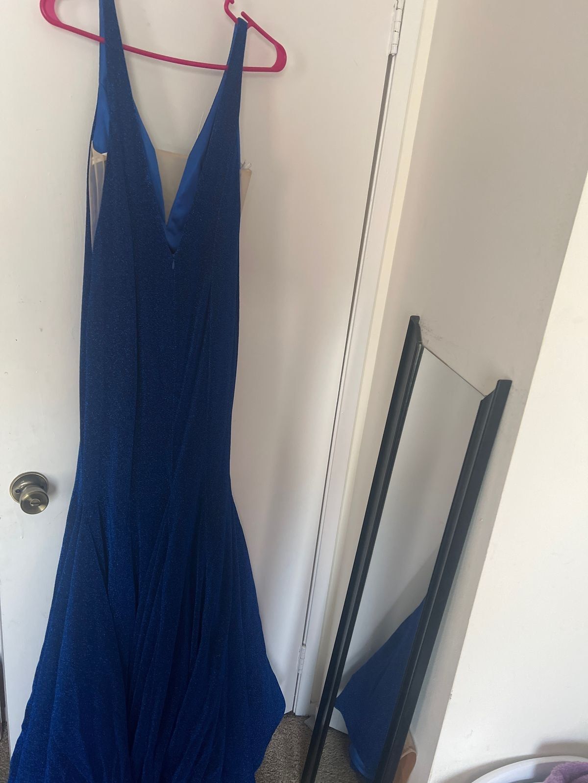 Size S Prom Halter Blue Dress With Train on Queenly