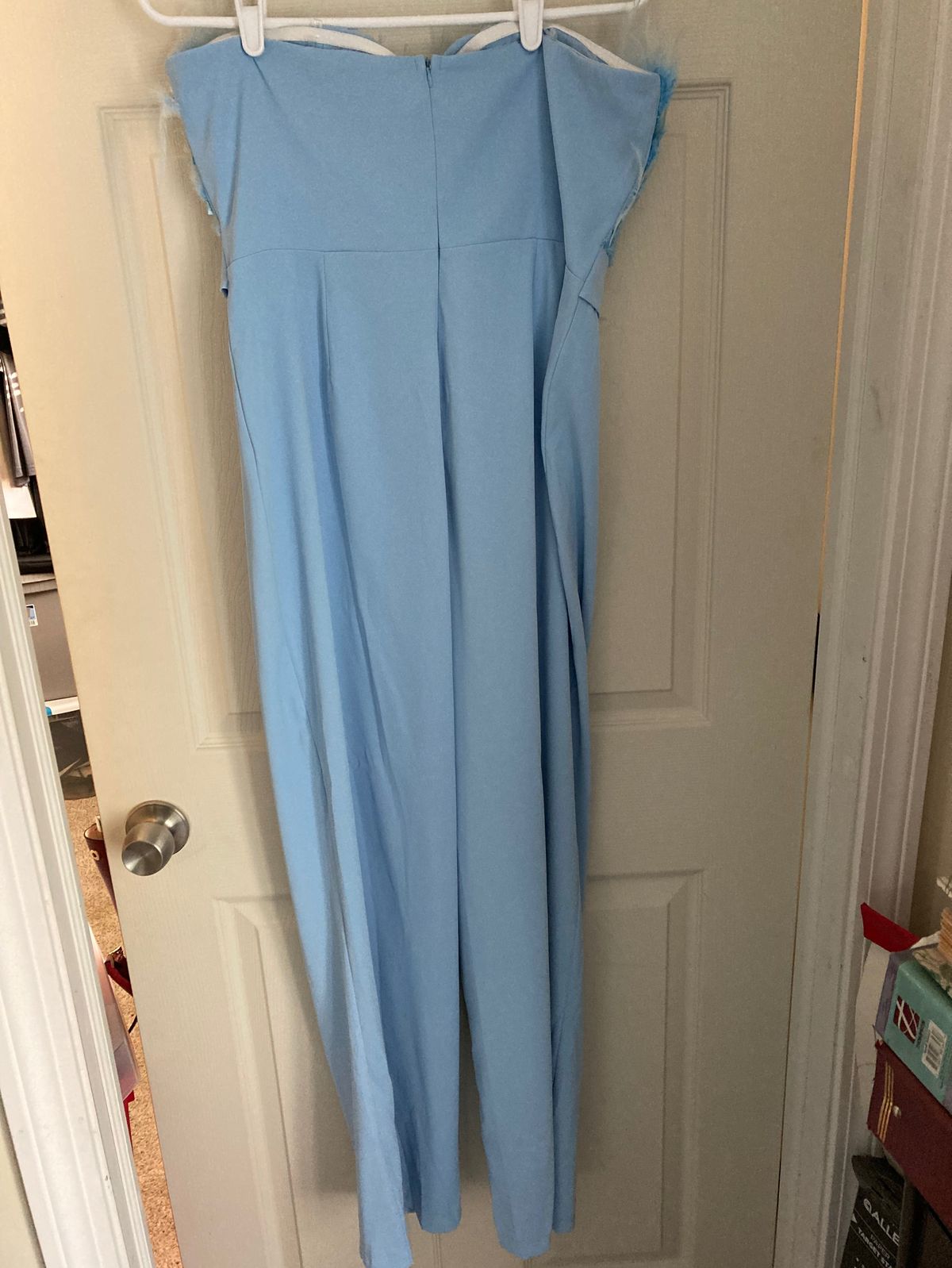 Size 10 Pageant Strapless Blue Formal Jumpsuit on Queenly