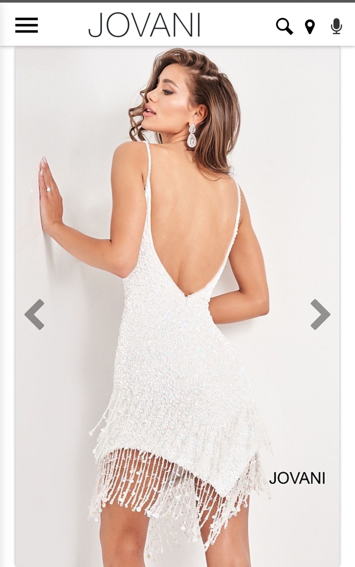 Jovani Size 6 Homecoming Plunge White Cocktail Dress on Queenly