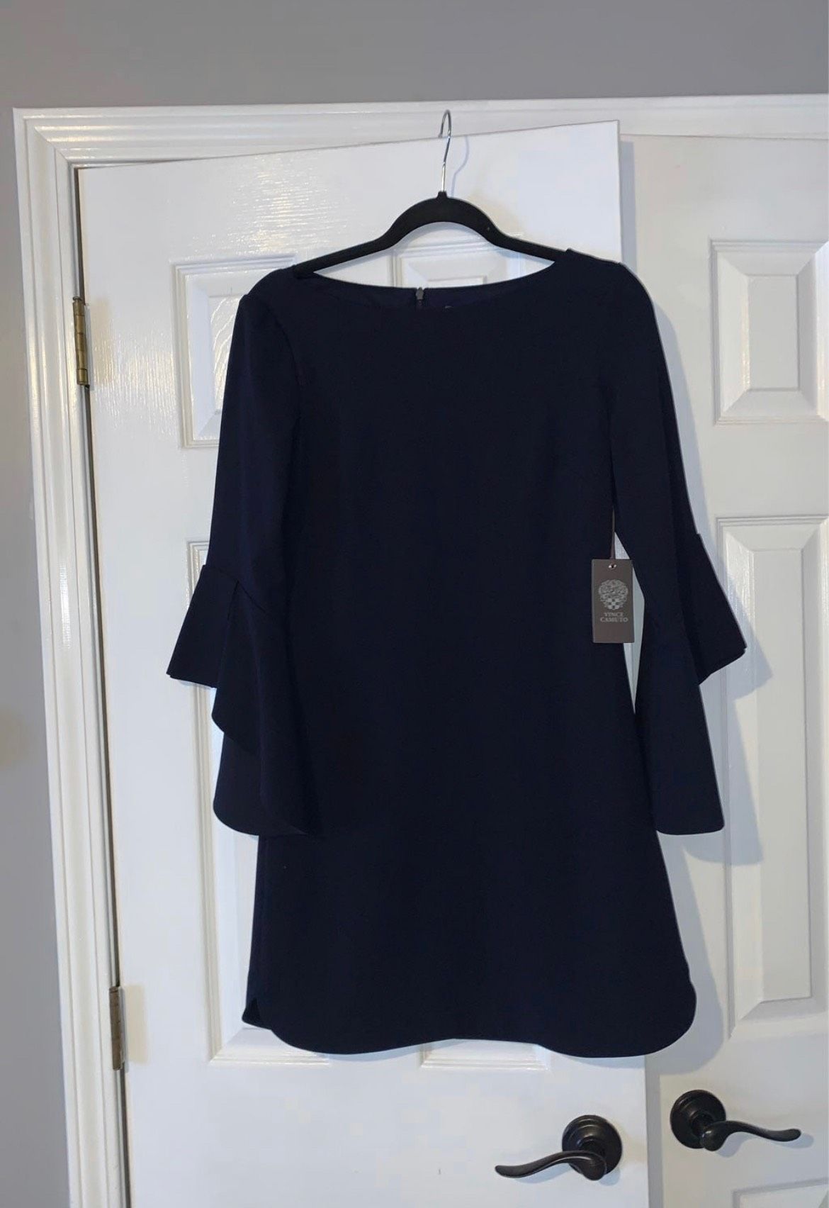 Vince Camuto Size 4 Wedding Guest Long Sleeve Blue Cocktail Dress on Queenly