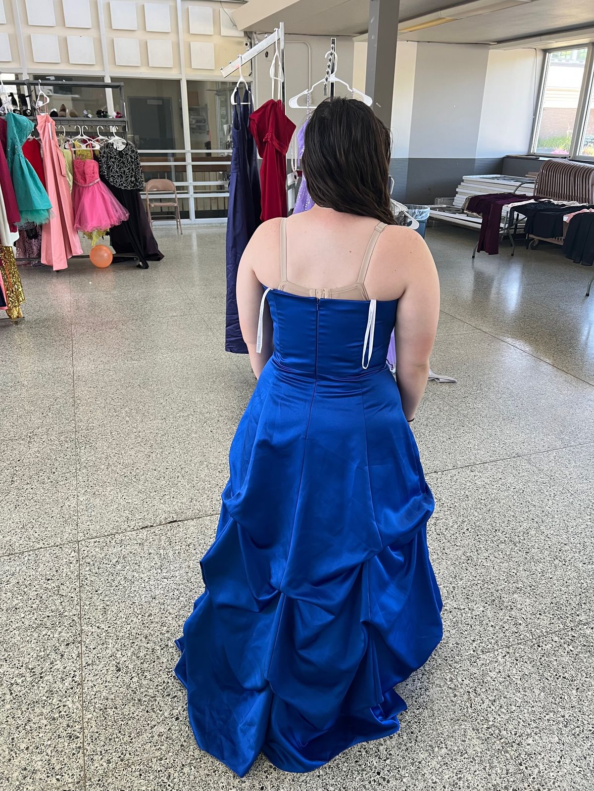David's Bridal Plus Size 16 Prom Strapless Royal Blue Mermaid Dress on Queenly