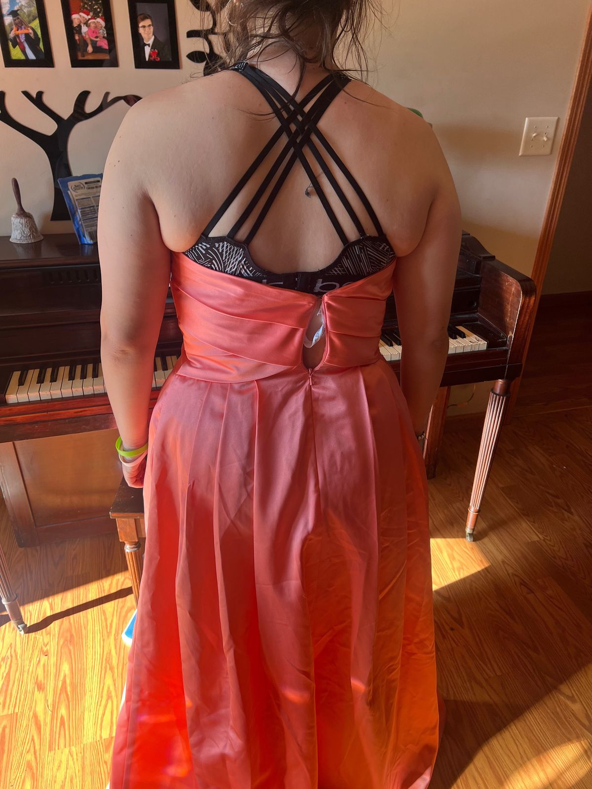 David's Bridal Size L Prom Strapless Orange A-line Dress on Queenly