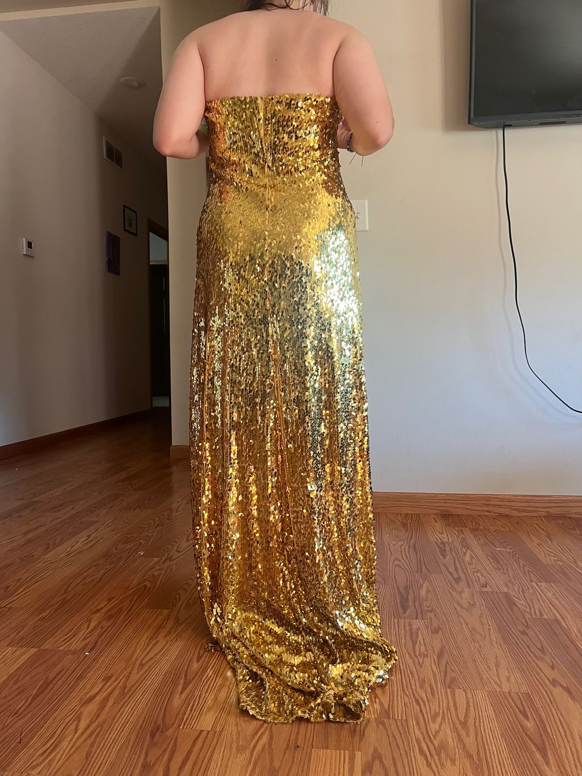 Beautifly Size 12 Prom Strapless Gold Mermaid Dress on Queenly