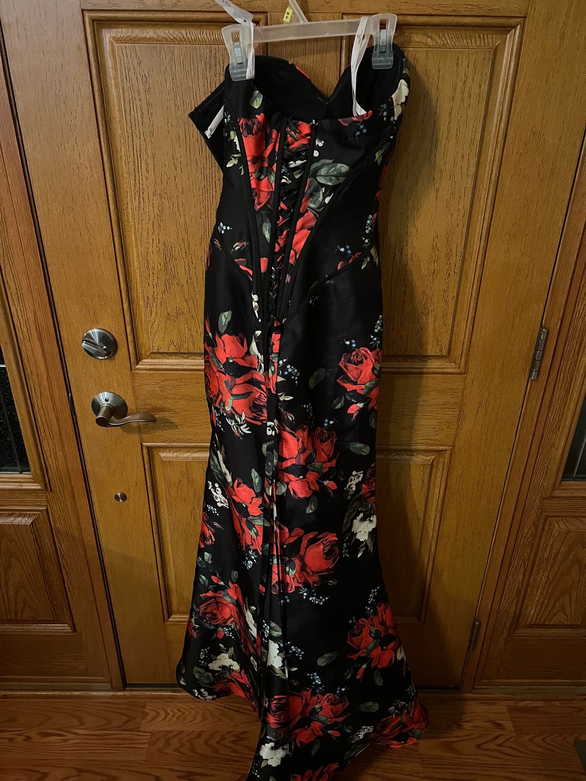 Size 4 Prom Strapless Floral Black Mermaid Dress on Queenly