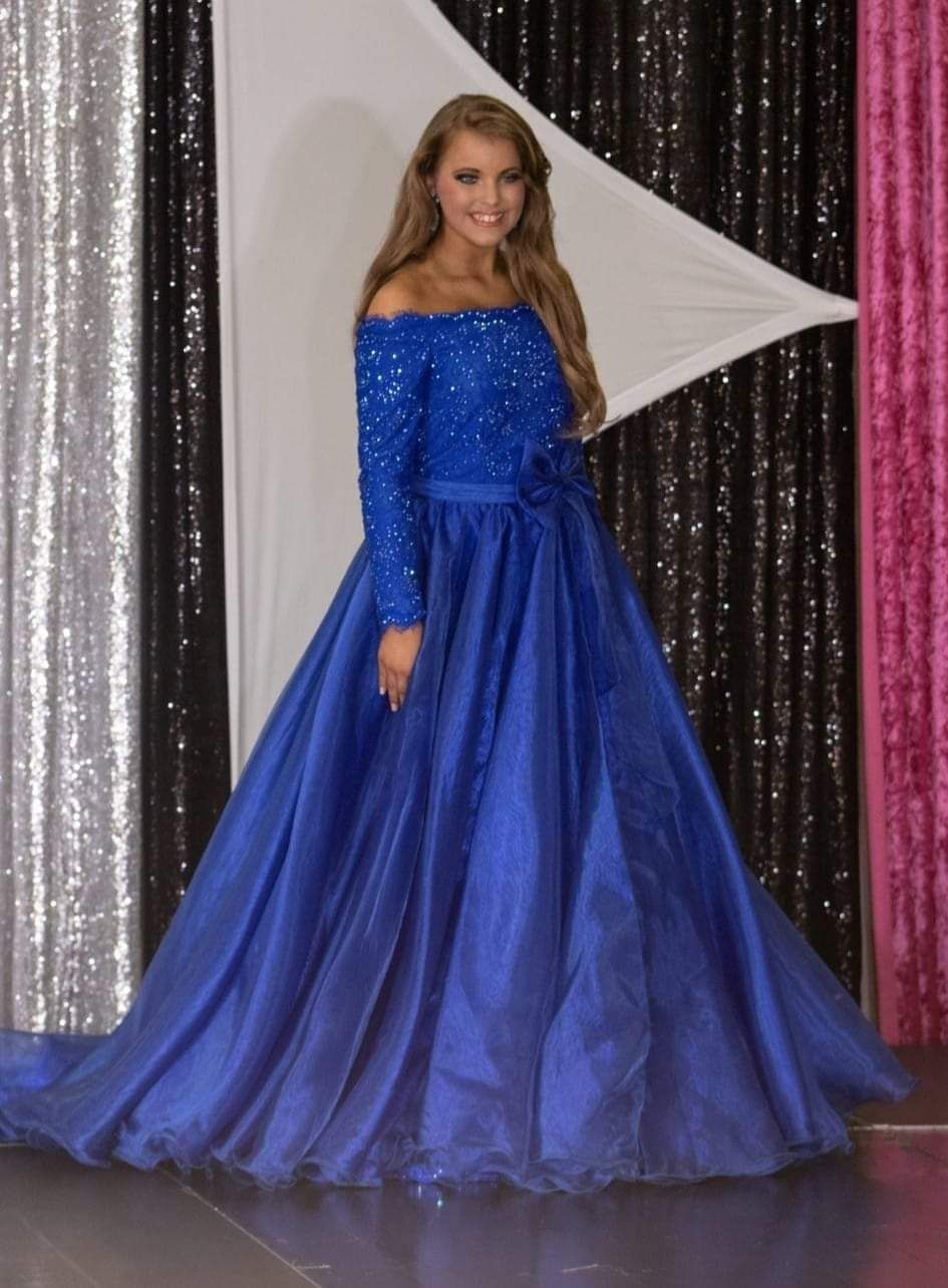Johnathan Kayne Size 14 Prom Long Sleeve Lace Royal Blue Mermaid Dress on Queenly