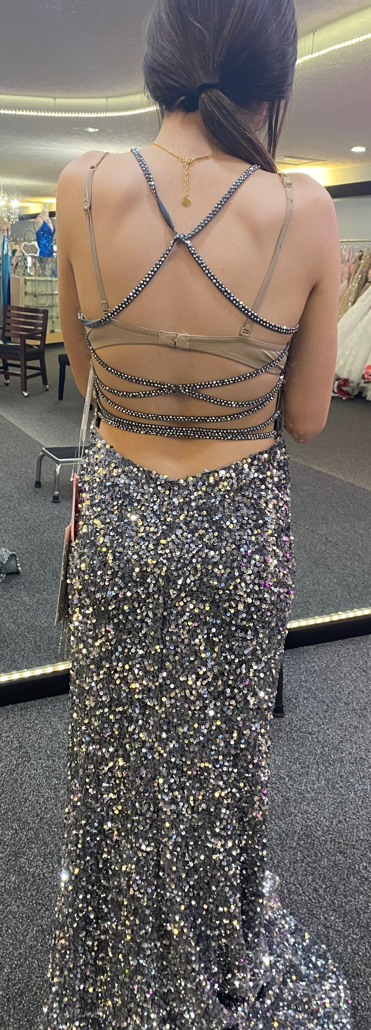 Size 2 Prom Strapless Silver Side Slit Dress on Queenly