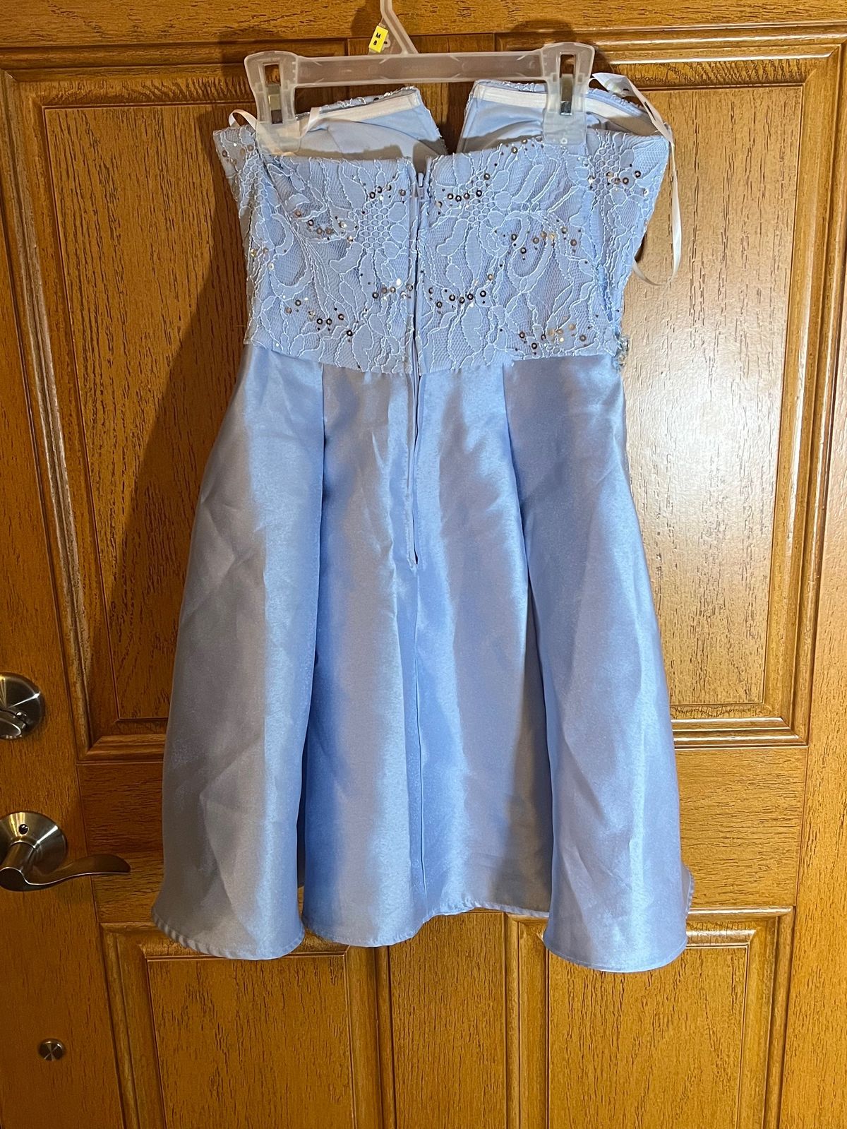 B. Darlin Size S Prom Strapless Lace Light Blue Cocktail Dress on Queenly