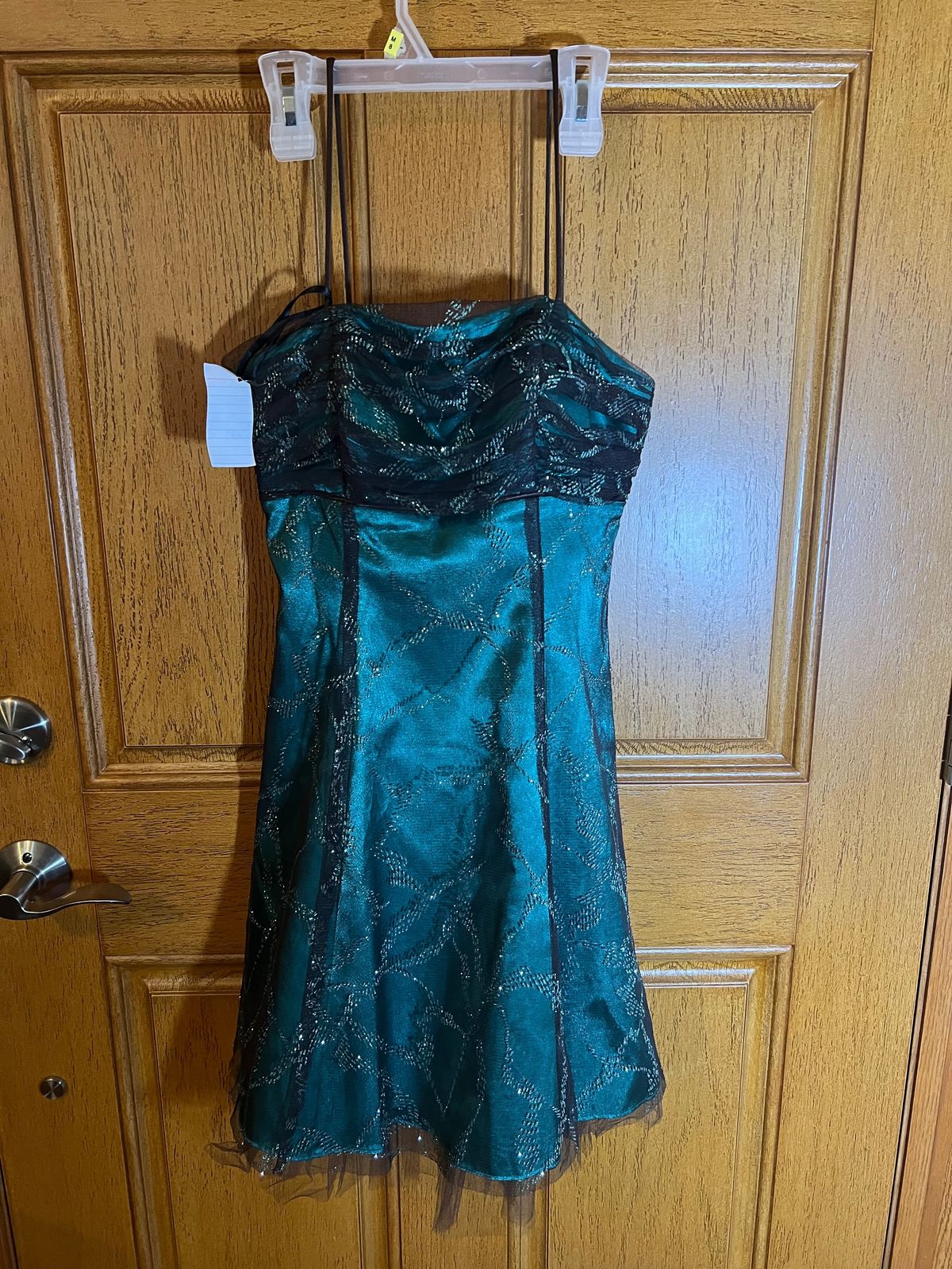 Morgan and Co Size S Prom Sheer Blue Cocktail Dress on Queenly