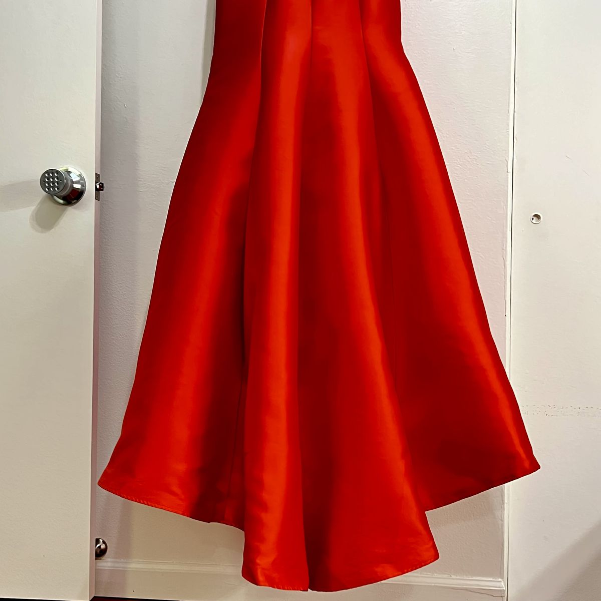 Jovani Size 2 Prom One Shoulder Satin Red Mermaid Dress on Queenly