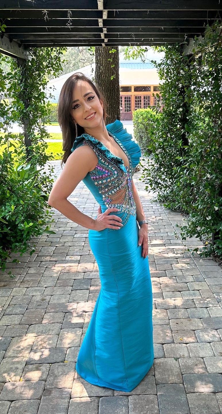 Gianina azar Size XS Prom Plunge Sequined Multicolor A-line Dress on Queenly