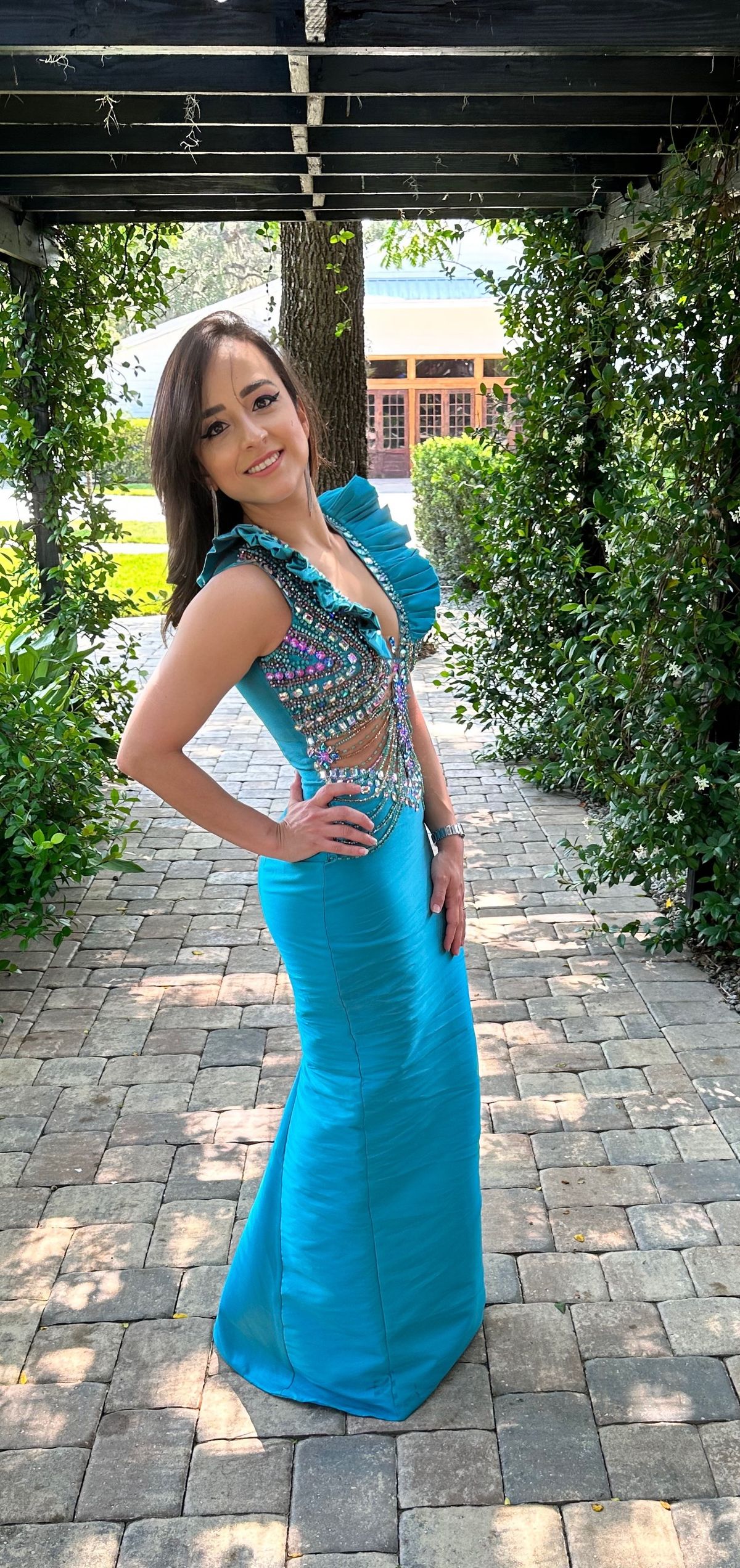 Gianina azar Size XS Prom Plunge Sequined Multicolor A-line Dress on Queenly