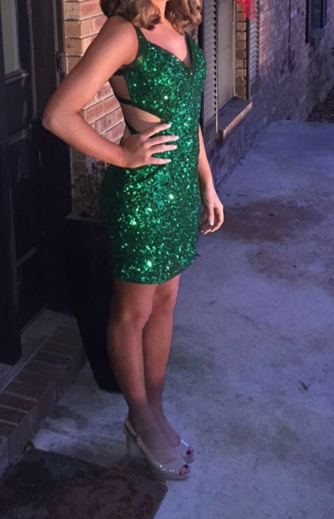Primavera Size 4 Prom Sequined Green Cocktail Dress on Queenly