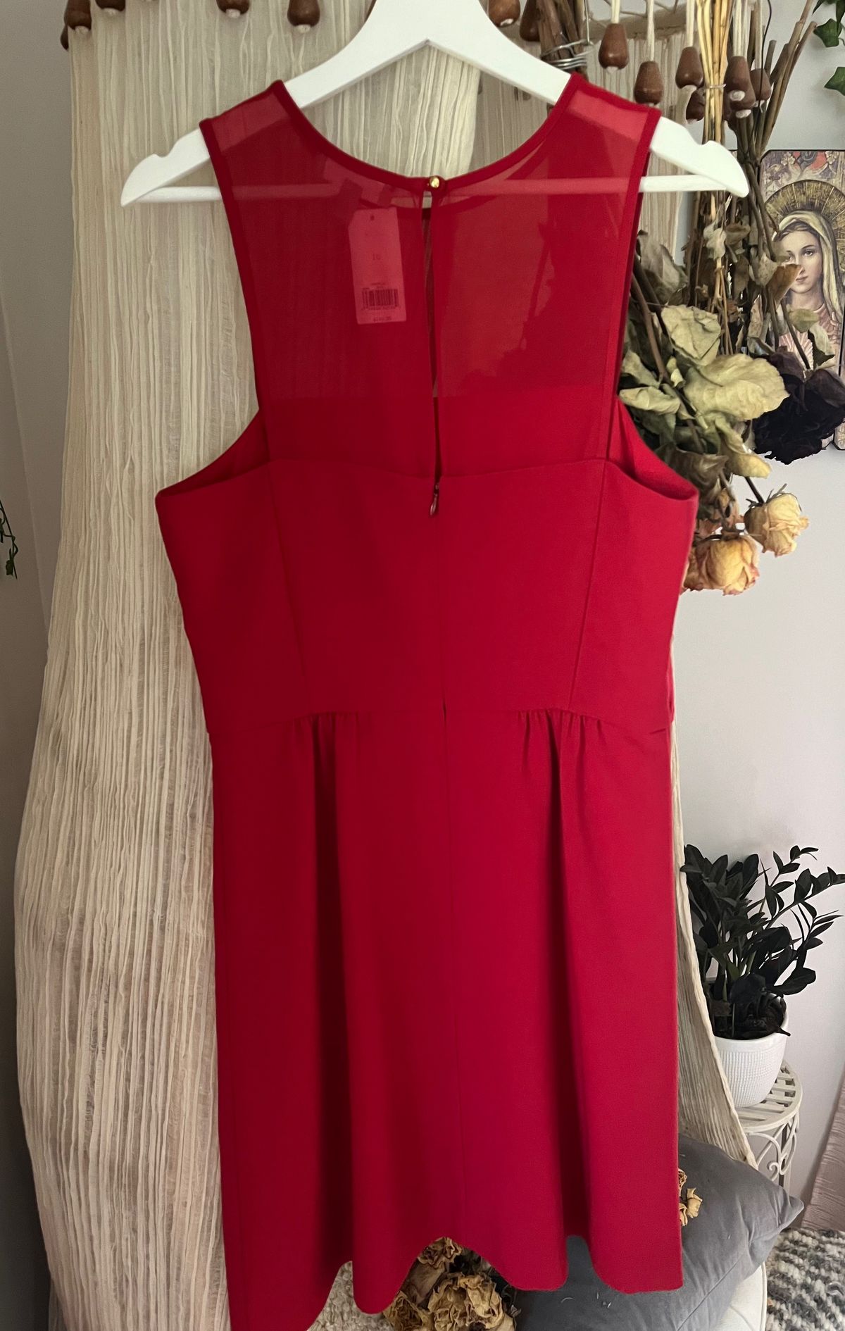 Style 458808001062 Banana Republic Size 10 Sheer Red Cocktail Dress on Queenly