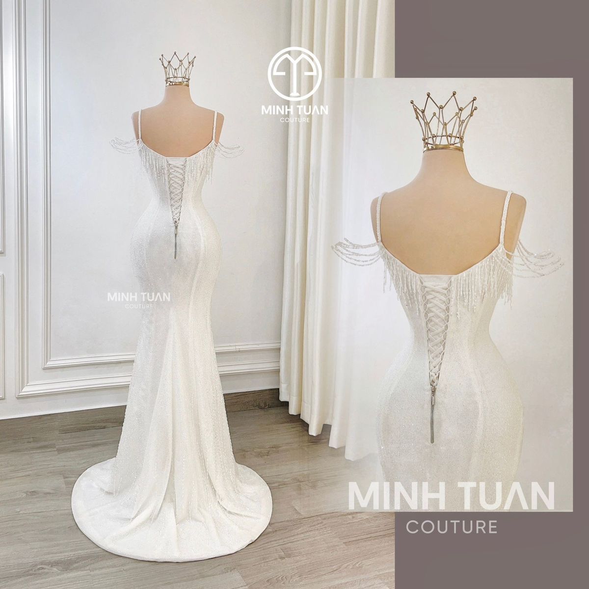 Minh Tuan Nguyen Size 0 Wedding Plunge White Mermaid Dress on Queenly