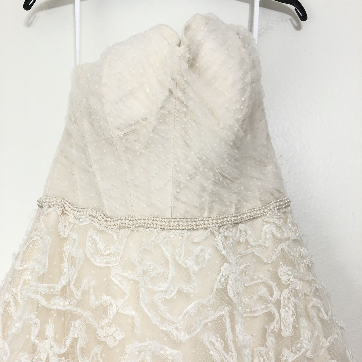 Watters Size 10 Wedding Strapless Lace White Dress With Train on Queenly