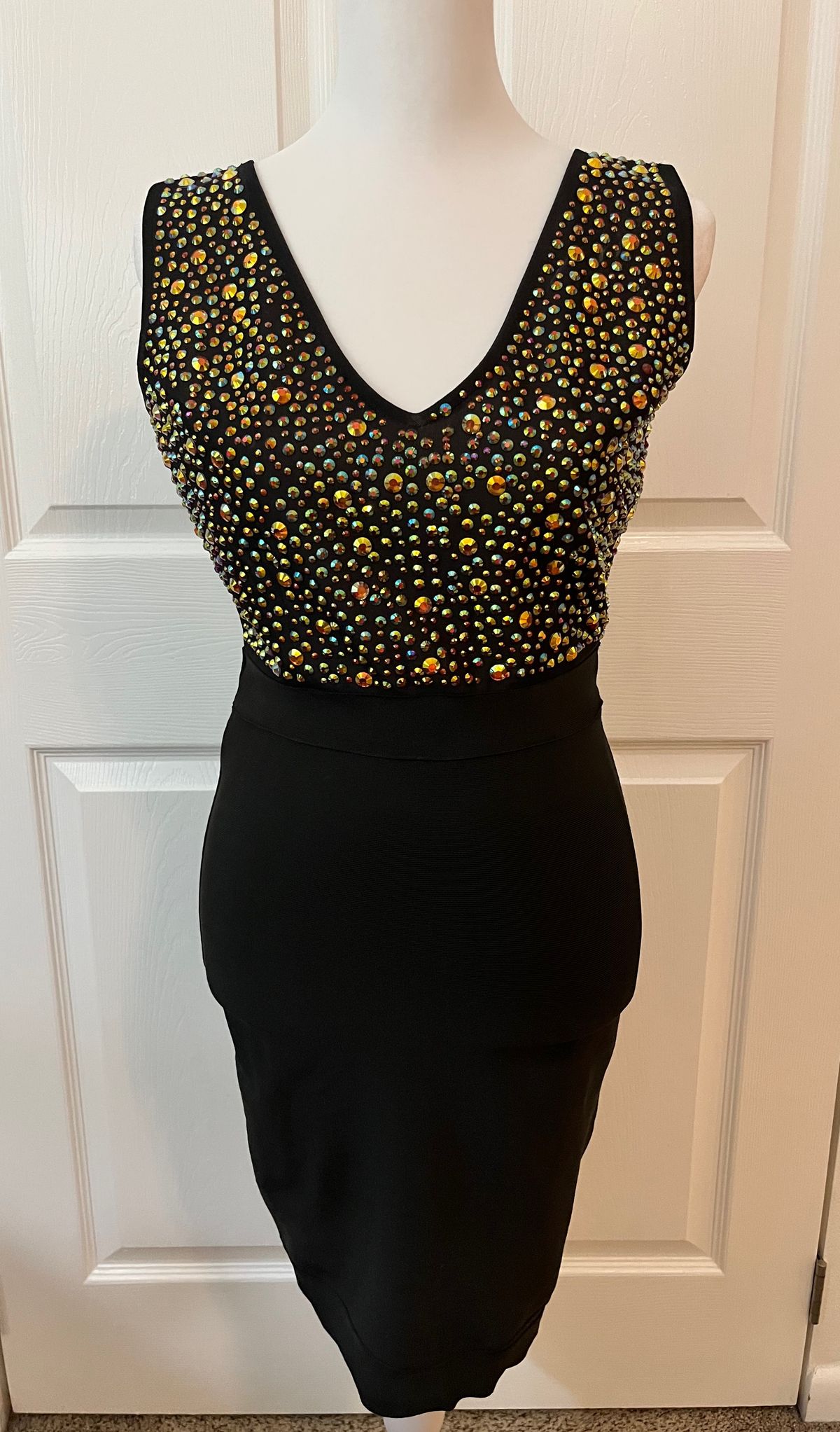 WOW Couture Size S Homecoming Plunge Sequined Black Cocktail Dress on Queenly