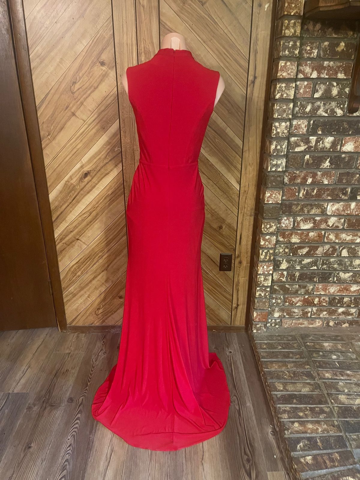 Mac Duggal Size 2 Prom High Neck Red A-line Dress on Queenly