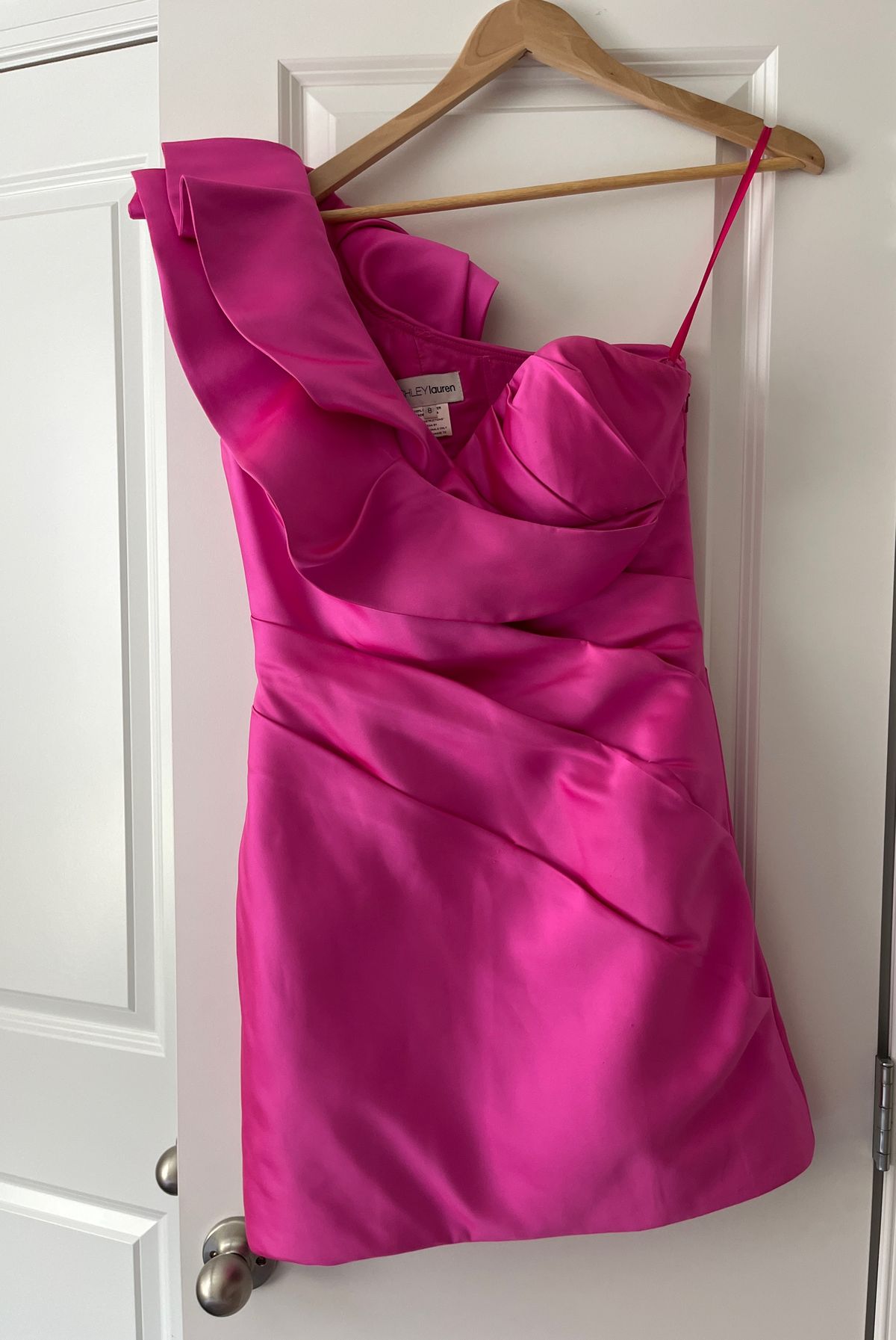 Ashley Lauren Size 8 Pageant One Shoulder Pink Cocktail Dress on Queenly