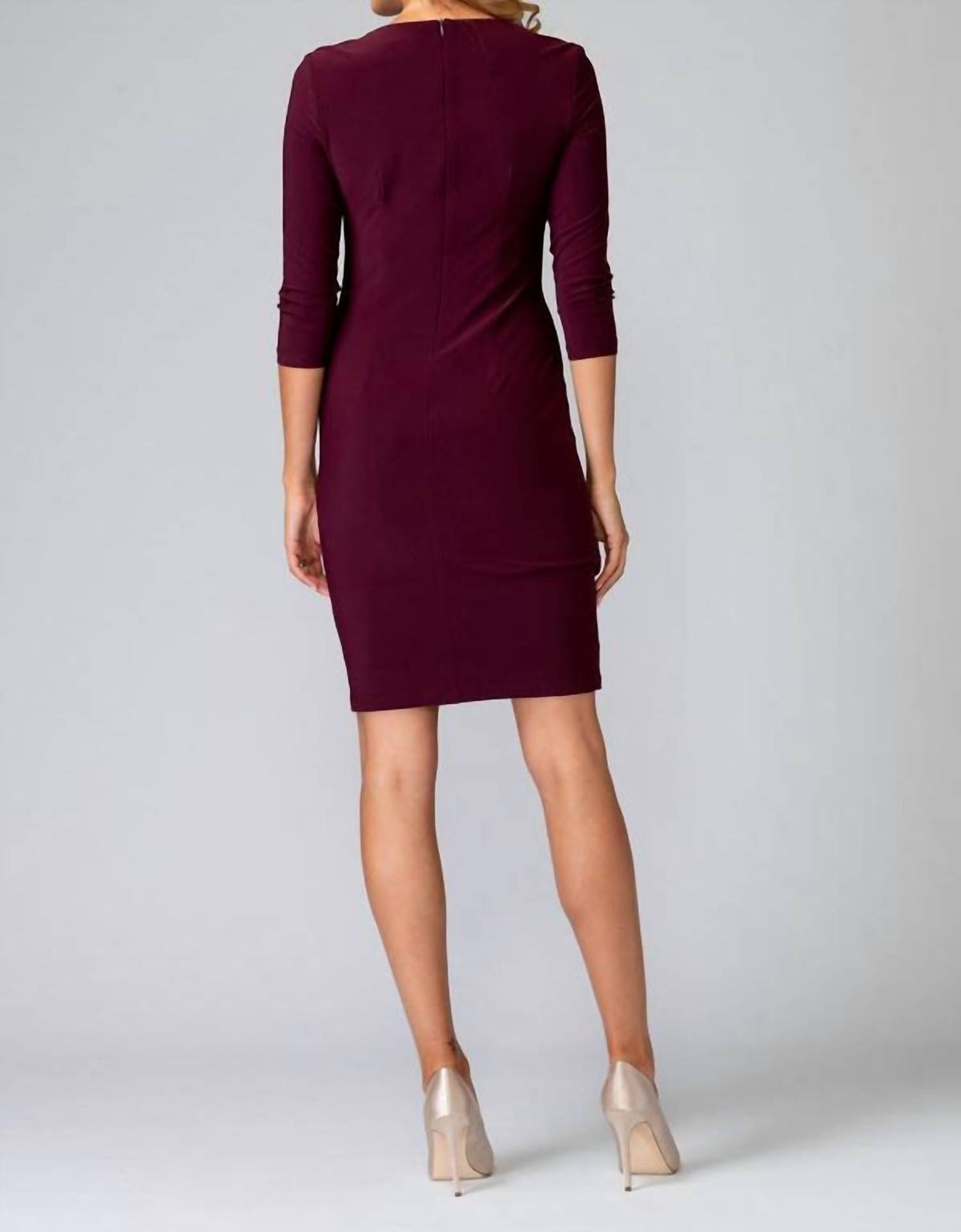Style 1-2070958627-1901 Joseph Ribkoff Size 6 Burgundy Red Cocktail Dress on Queenly