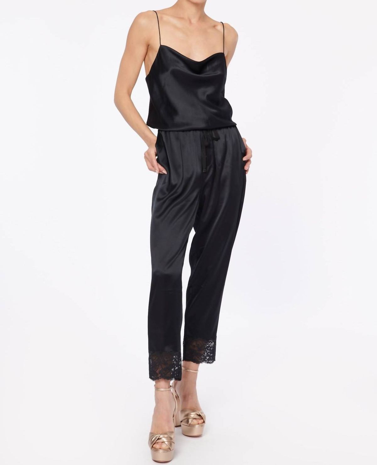 Style 1-2297030277-3236 Cami NYC Size S Lace Black Formal Jumpsuit on Queenly