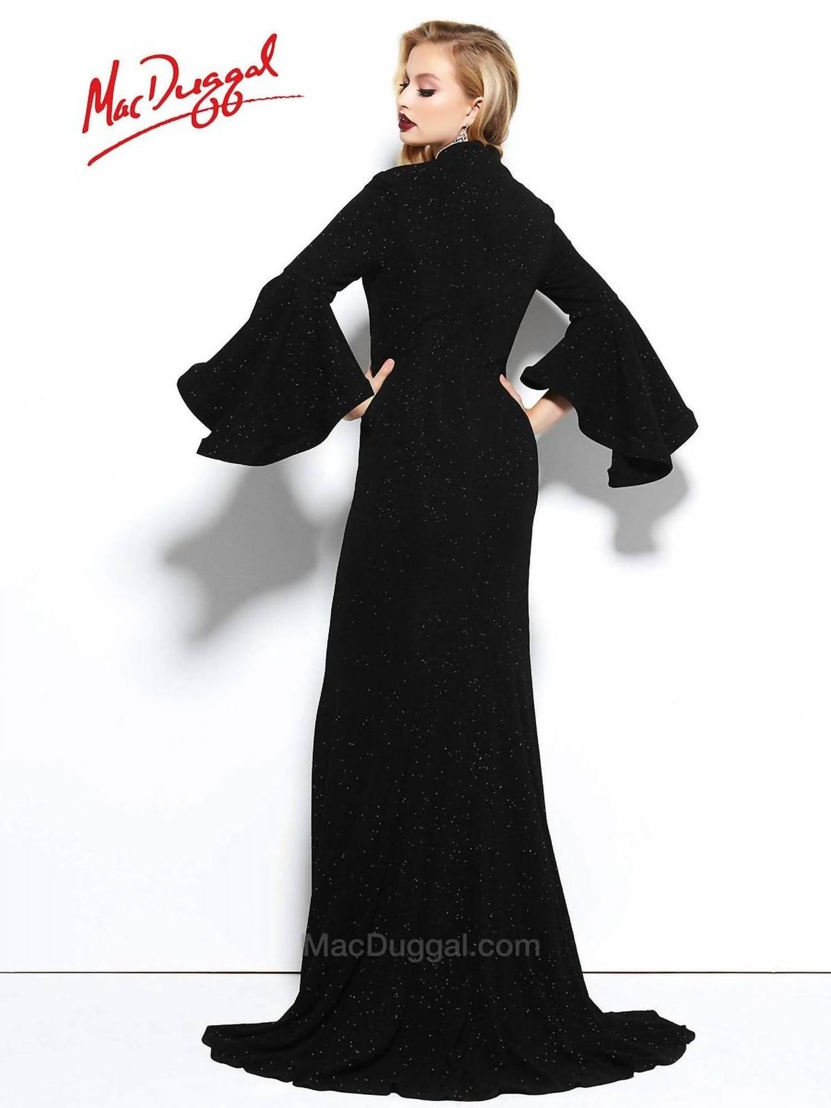 Style 1-2872905298-1498 MAC DUGGAL Size 4 Long Sleeve Black Floor Length Maxi on Queenly