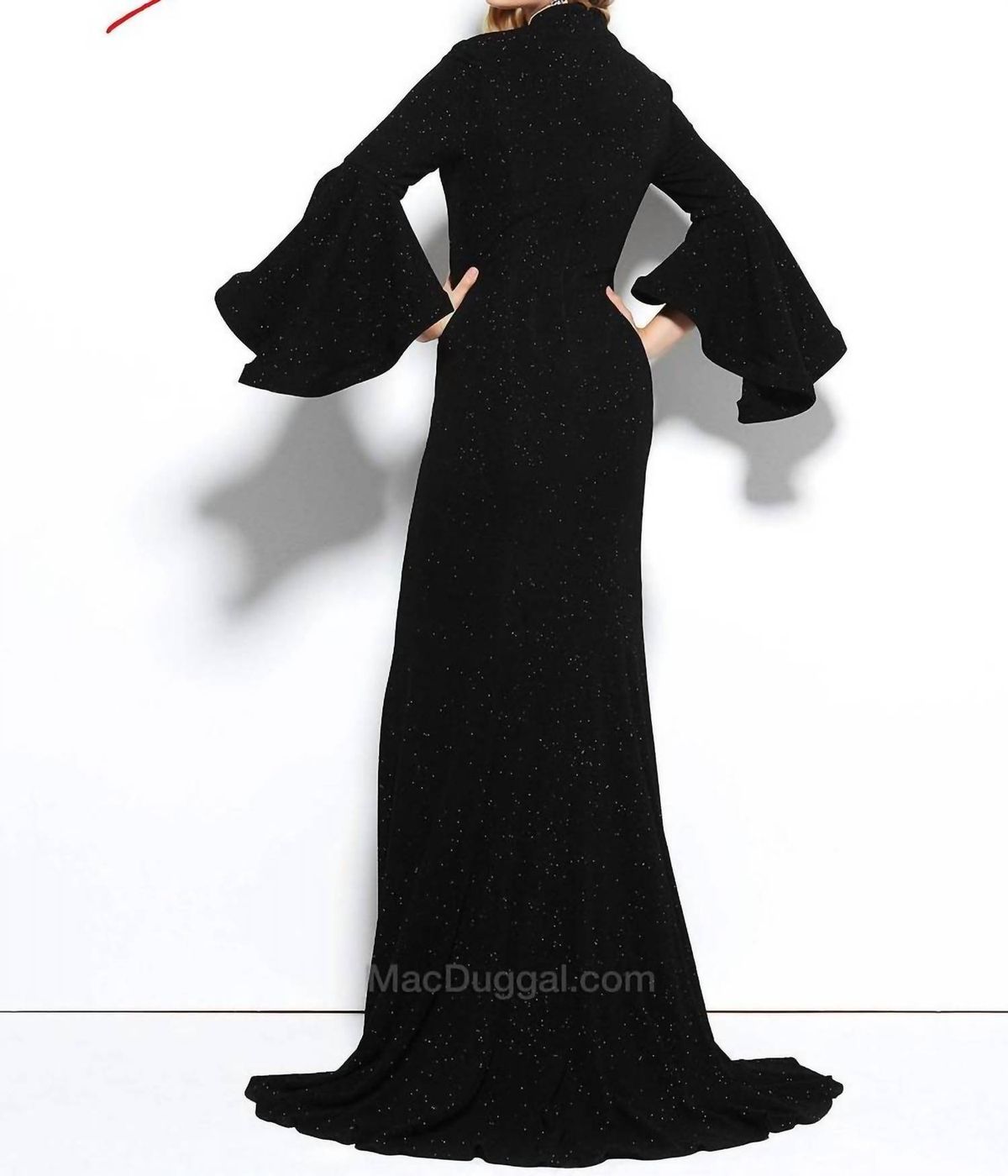 Style 1-2872905298-2168 MAC DUGGAL Size 8 Long Sleeve Black Floor Length Maxi on Queenly
