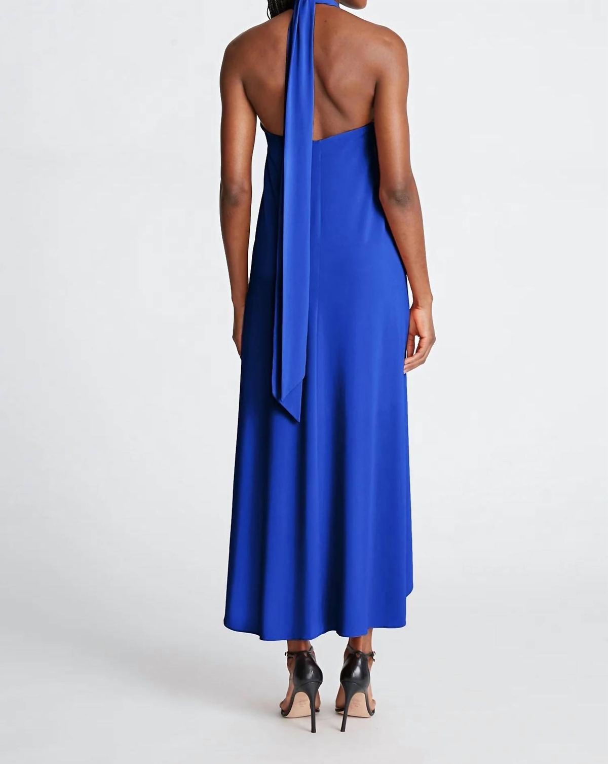 Style 1-1052466569-5 HALSTON HERITAGE Size 0 Halter Blue Cocktail Dress on Queenly
