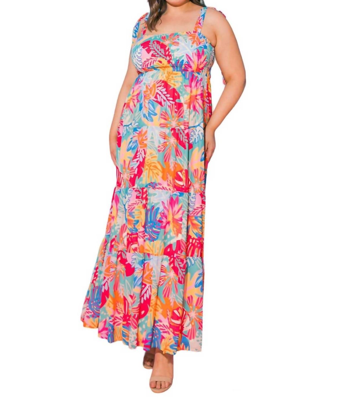 Style 1-2708800724-1465 CURVY GIRL Size 3X Multicolor Floor Length Maxi on Queenly