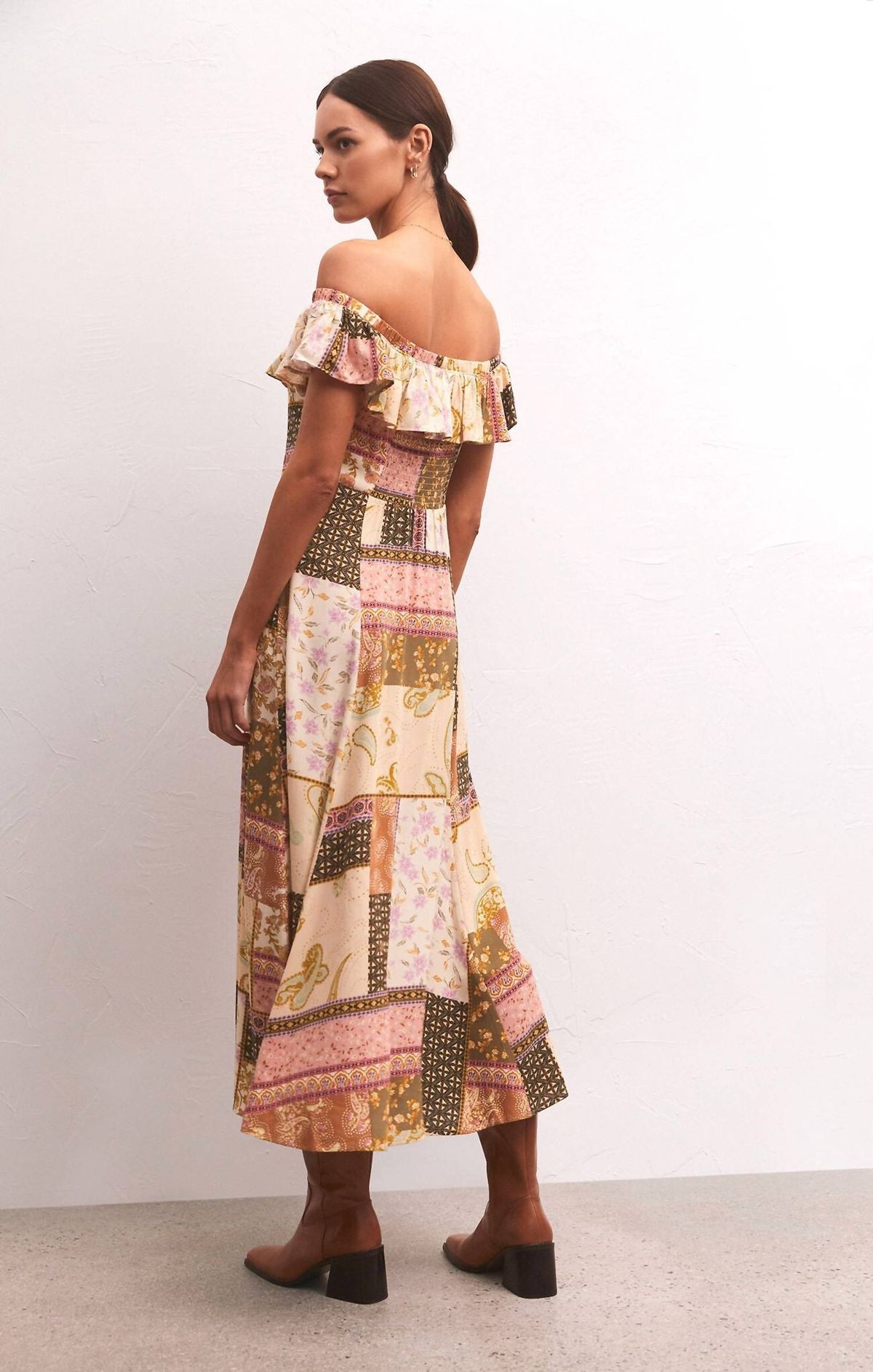 Style 1-2839918954-3014 Z Supply Size M Off The Shoulder Multicolor Floor Length Maxi on Queenly